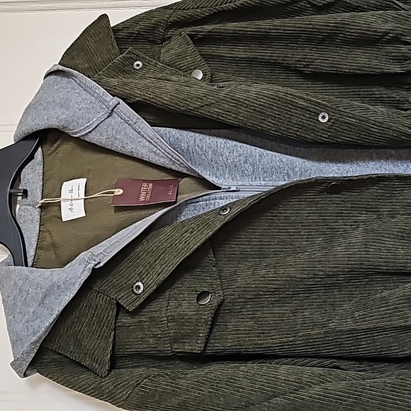 Women's Boutique Corduroy hoodie jacket,  olive green - Picture 3 of 6